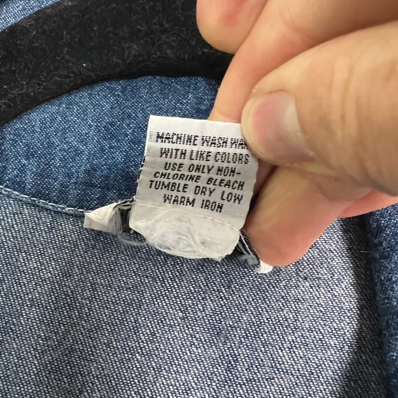 Robbie Bee Denim Jean Dress Size 14 Midi Shirt Dress Rhinestone Buttons Collared - Picture 4 of 13